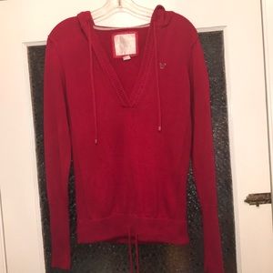 LADIES AMERICAN EAGLE LARGE RED SWEATER HOODIE